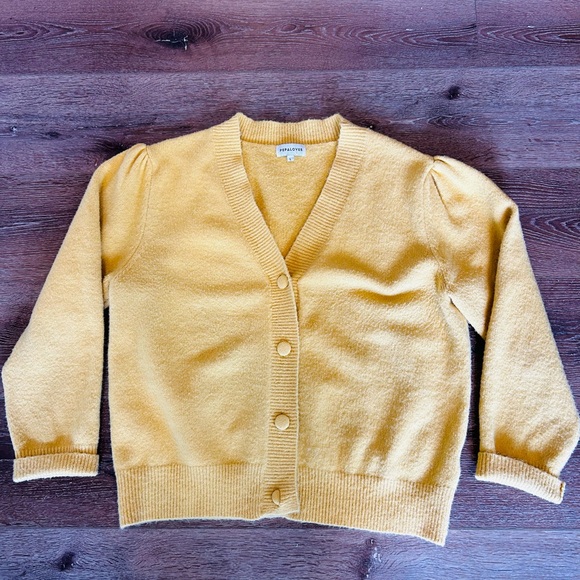 Pepaloves Mustard Yellow Button Cardigan Sweater Size L Cozy - Picture 5 of 9